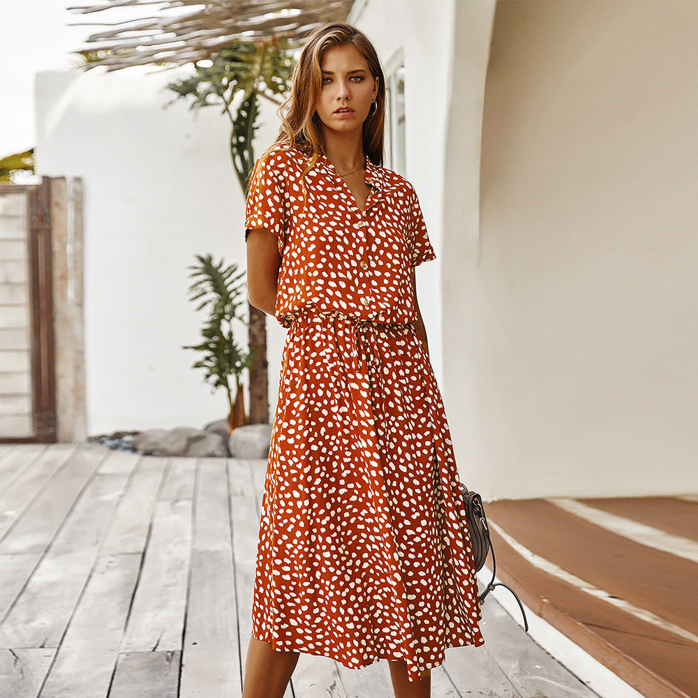 Robe d'Été Femme à Manches Courtes