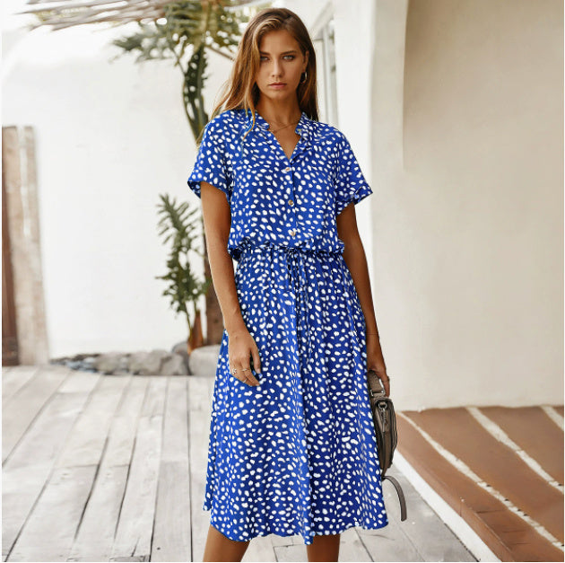Robe d'Été Femme à Manches Courtes