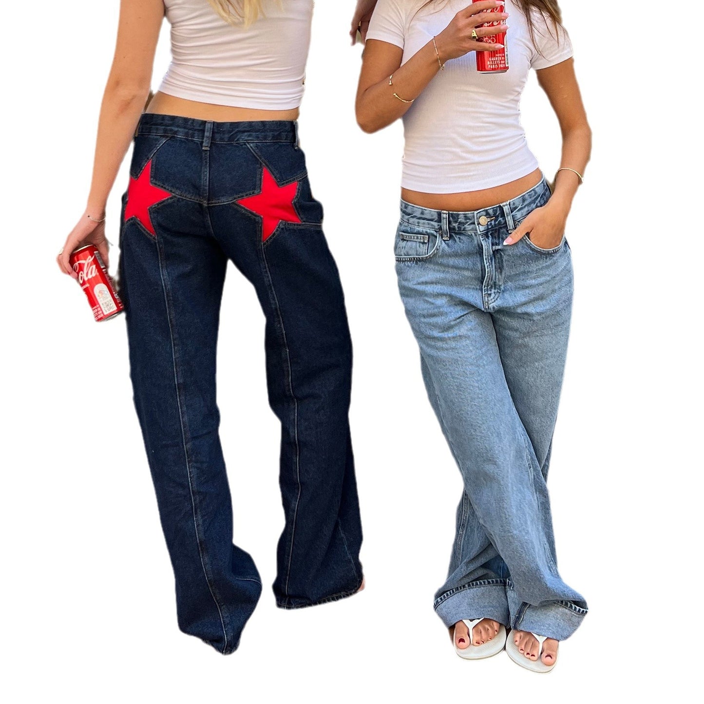 Jeans rétro à étoile style décontracté.