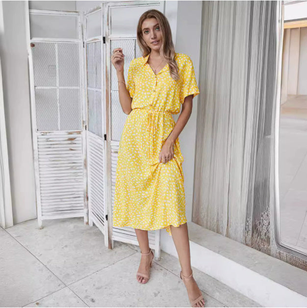 Robe d'Été Femme à Manches Courtes