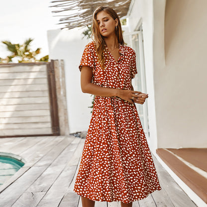 Robe d'Été Femme à Manches Courtes