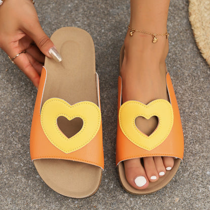 Sandales plates été femme cœur tendance